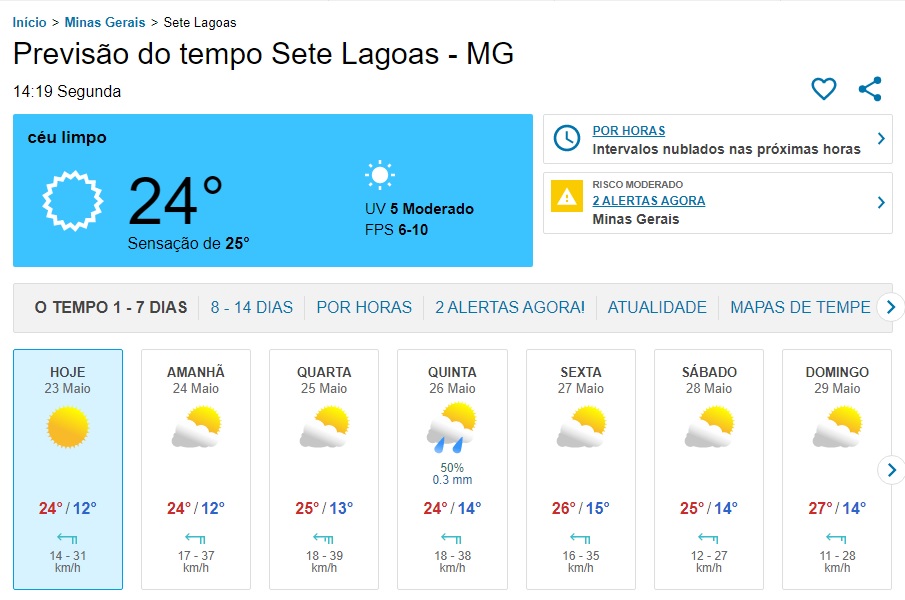 Frio continua em Sete Lagoas, apesar de mais ameno: quinta-feira pode chover